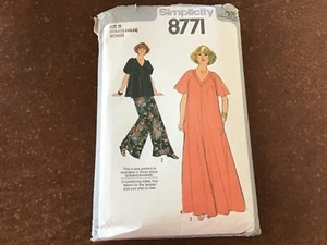 Vintage Simplicity Pattern 8771 ~ Caftan Dress Top Pants 40 42 44 46 ~ Cut - Picture 1 of 4