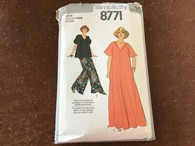Vintage Simplicity Pattern 8771 ~ Caftan Dress Top Pants 40 42 44 46 ~ Cut - Image 1 of 4