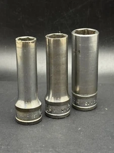 Snap-on 3/8” Dr 3pc Metric 6pt Deep Socket Set SFSM9 SFSM10 SFSM13 Vtg Underline - Picture 1 of 15