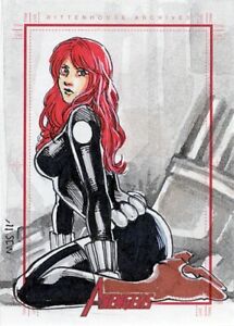 Marvel Greatest Heroes Sketch Card Black Widow by MJ San Juan