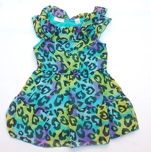 Piper Turquoise Animal Print Ruffle Sleeveless Dress Girl's XS (4/5) - Picture 1 of 2