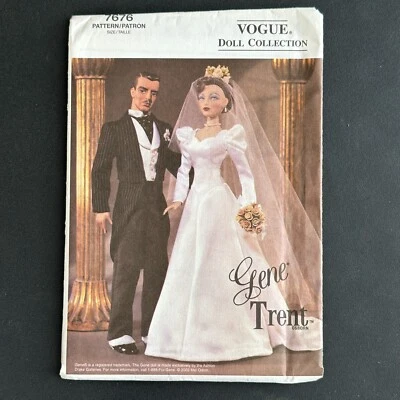 Vogue Doll Collection Pattern 7676 15.5" Gene Trent Doll Wedding Dress Tux 1940s - Image 1 of 4