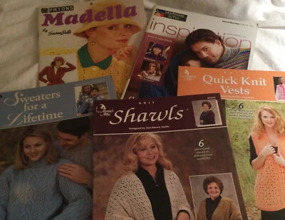 Lot of 5 Knit Pattern Booklets: Shawls, Quick Knit Vests, Sweaters for Lifetime+ - Image 1 of 4