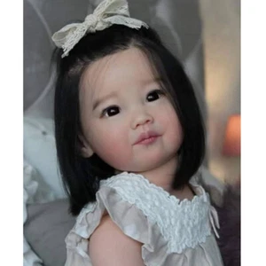 30in Artist Finished Reborn Baby Doll Toddler Cloth Body Girl Hair + Clothes Toy - Picture 1 of 3