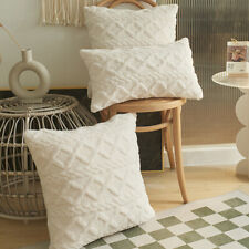 New Cream White White Super Soft & Comfy Geometric Tufed Cushion Cover
