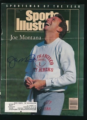 Portada Sports Illustrated Deportista del Año 1990 Joe Montana firmada automática Foto 1 de 2