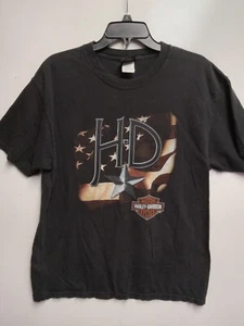 Harley Davidson Motorcycles Henderson T-shirt Size L Black Stars & Strips Wear - Picture 1 of 9
