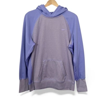 Nike Therma Fit Hoodie Pullover Lavender Gray Raglan Sleeve Women Medium Pastel - Image 1 of 4