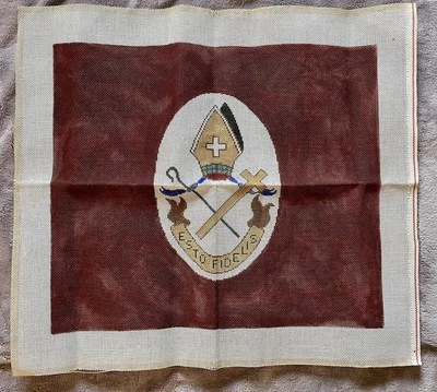 ESTO FIDELIS Hand Painted Original Papal Needlepoint Canvas 25 in square Faith - Image 1 of 2