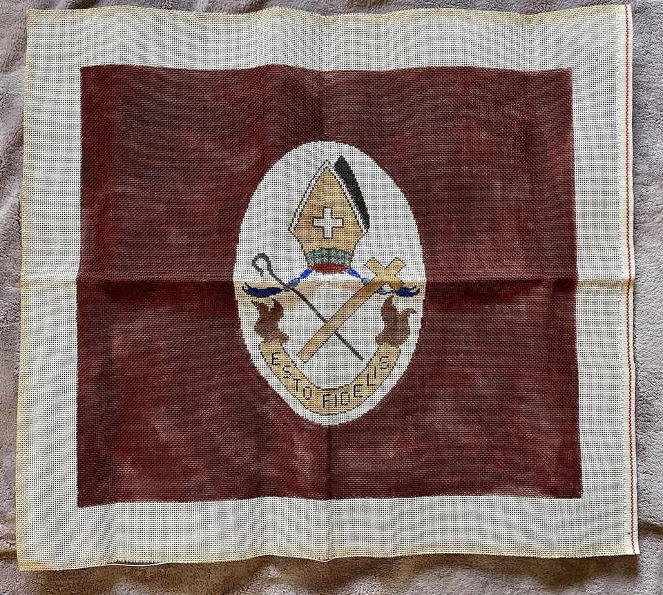 ESTO FIDELIS Hand Painted Original Papal Needlepoint Canvas 25 in square Faith - Image 1 of 2
