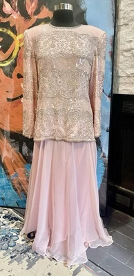 De Colección Talbots Formal Rosa Seda Lentejuelas Formal Conjunto Falda Talla Pequeña Foto 1 de 4