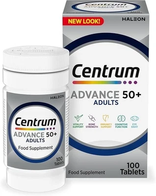 Centrum Advance 50+ Multivitamin & Mineral Supplements – 100 Tablets | 24 Essent - Image 1 of 4