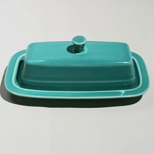 VINTAGE Fiesta Fiestaware Turqoise Covered Butter Dish UNMARKED - Picture 1 of 5