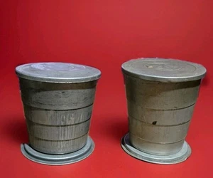 Paar Vintage faltbare Aluminium Trinkbecher mit Deckel 3 Zoll Tragbare Kirche - Bild 1 von 8