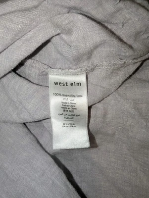 West Elm European Flax Linen King/California Duvet Cover Gray Hint Of Blue - Image 1 of 4