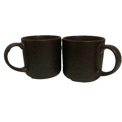 Better Homes & Gardens  Two Coffee Mugs Anderson Dark Gray Stoneware Cups 14 oz - Image 1 of 4