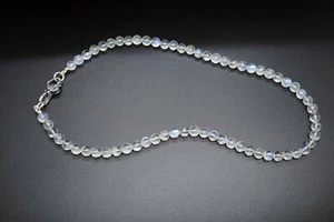 Collar de cuentas de piedra lunar arco iris collar de piedra lunar colgante collar de eslabones 19"" - Imagen 1 de 10