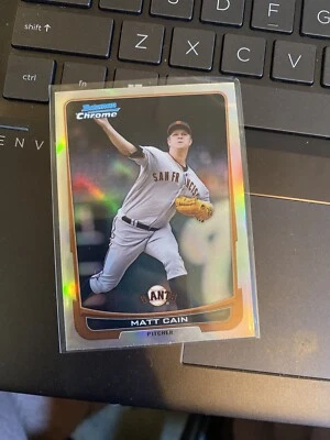 MATT CAIN 2012 BOWMAN CHROME REFRACTOR CARD #195 - Image 1 of 2