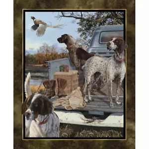 100% Cotton Patchwork Fabric Springs Creative Wild Days Hunting Dogs Panel - Picture 1 of 1