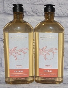 2 BATH & BODY WORKS AROMATHERAPY ENERGY ORANGE + GINGER BODY WASH + FOAM BATH - Picture 1 of 3