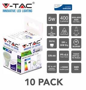 10 x 5W = 35W GU10 LED Lamps Bulbs Spotlight Cool White / Natural Day by V-Tac 