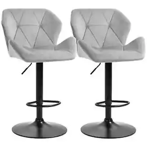 Bar Stools Set Of 2, Luxurious Velvet-Touch Barstools with Metal Frame Footrest - Picture 1 of 11