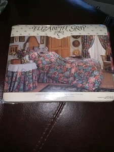 Vintage J.C. Penney Elizabeth Gray Garden Romance Floral Twin Flat Sheet - Picture 1 of 8