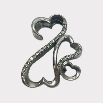 Colgante Jane Seymour Plata de Ley 925 Diamante Corazón Abierto Triple Amor Maternal Foto 1 de 4