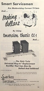 Sarkes Tarzian Selenio Rectificador Conversión Bloomington Anuncio Impreso Vintage 1955 - Imagen 1 de 2