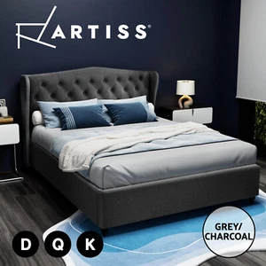 Artiss Bed Frame Double Queen King Size Base Mattress Platform Fabric Wooden - Picture 1 of 23
