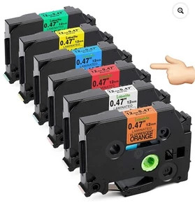 5-Pack Black Ink On Red Laminated Label Tape 12mm 0.47" TZe231 Brother PT - Picture 1 of 7