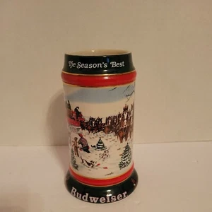 Vintage Budweiser Holiday Beer Stein 1991 "The Season's Best" - Picture 1 of 6