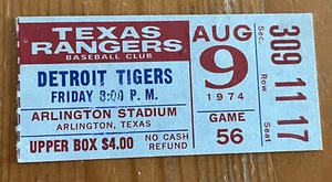 8/9/74 TIGRES/RANGERS TICKET STUB-AL KALINE (AÑO FINAL) HR #395 - Imagen 1 de 1