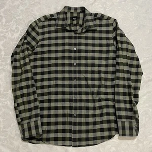 HUGO BOSS Regular Fit Dress Shirt Sz L Black Gray Check - Picture 1 of 4