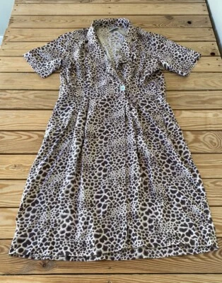 Винтажное женское платье Robbie Bee с узором 100% шелк размер 12 коричневое S10 - Изображение 1 из 4