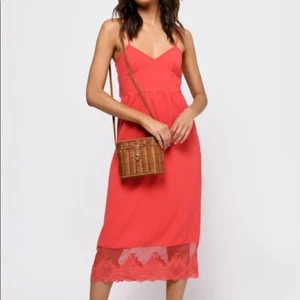 Tobi NWT Coral Lace Renesmee Midi Bohemian Tank Dress Women Size XS - Picture 1 of 8