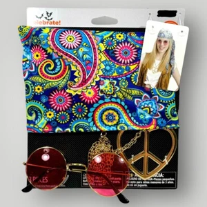 Halloween Hippie 3 Piece Glasses, Peace Necklace & Headband Costume! - Picture 1 of 3