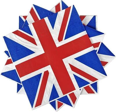 SHATCHI VE Day Union Jack Flag Napkins Paper Sports GB Royal Street Party Tableware x100