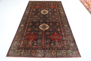 6 x 9 ft Oriental Dark Gray Area Rug Afghan Hand Knotted Veg dye Wool Rug - Picture 1 of 10