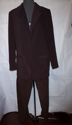 Mary McFadden 10 Marrón Oscuro Rico Gamuza Pantalón Traje Blazer Pantalones Conjunto (E81) Foto 1 de 4