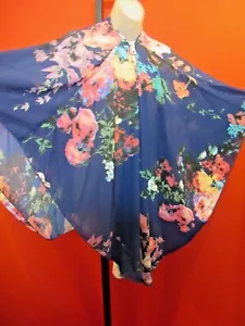 MARC BOUWER Stunning Floral Cape Coat Poncho gold hardware one size jacket - Picture 1 of 7