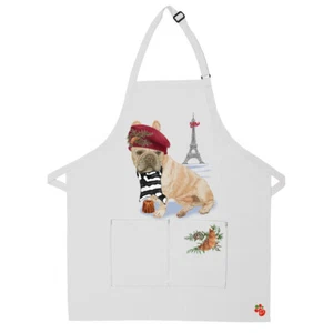French Bulldog Christmas Apron Two Pocket Bib with Adjustable Neck - Picture 1 of 1