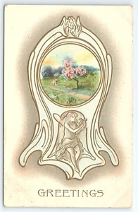 Postal de saludos Art Nouveau postal en relieve publicada 1910 - Imagen 1 de 3