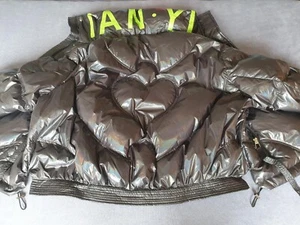 Ultra Leichte Daunen Jacke Gr. L Damen Daunenjacke Oversize Schwarz dez. Brokat - Bild 1 von 13