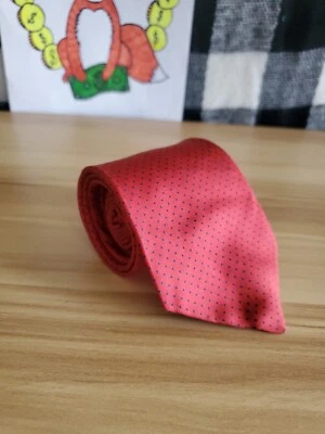 Corbata roja Hardy Amies London para hombre con lunares negros seda formal excelente 3,25" Foto 1 de 4