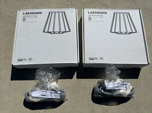2 IKEA LAKHEDEN LAMP SHADE TABLE LANTERN WHITE PENDANT & 2 SEKOND LIGHT FIXTURE - Picture 1 of 6