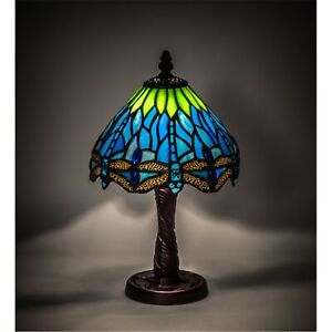 13" High Tiffany Hanginghead Dragonfly Mini Lamp