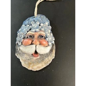 Collectible Hand painted Denise Williams Santa Blue Christmas Ornament - Picture 1 of 6