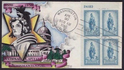 SCOTT 989 NATIONAL CAPITAL DOROTHY KNAPP HAND PAINTED FIRST DAY COVER FDC - Image 1 of 2