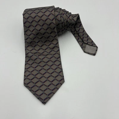 Christian Dior Silk Striped Geometric Trellis Tie Vintage Made In The USA - Image 1 of 4